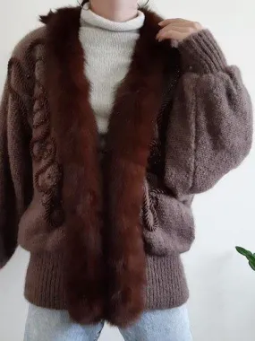 Brown Knitted Holiday Outerwear