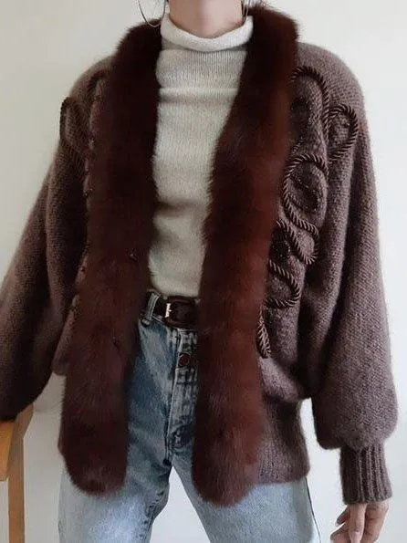 Brown Knitted Holiday Outerwear