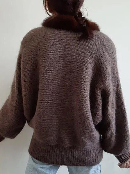 Brown Knitted Holiday Outerwear