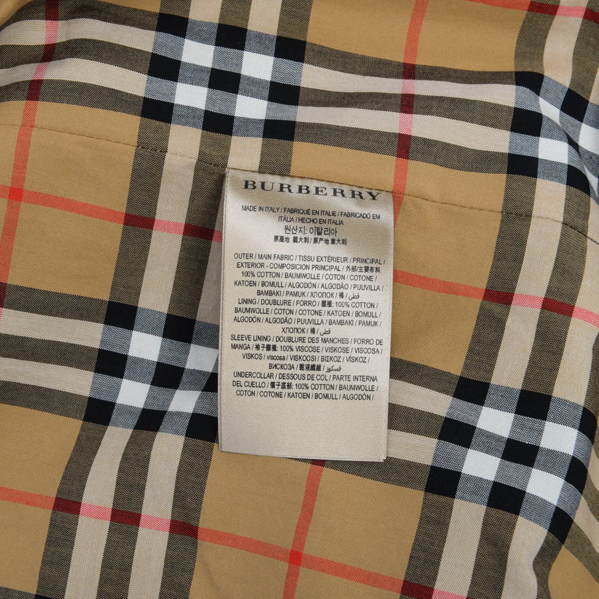 Burberry Black Cotton Check Trench Coat 52