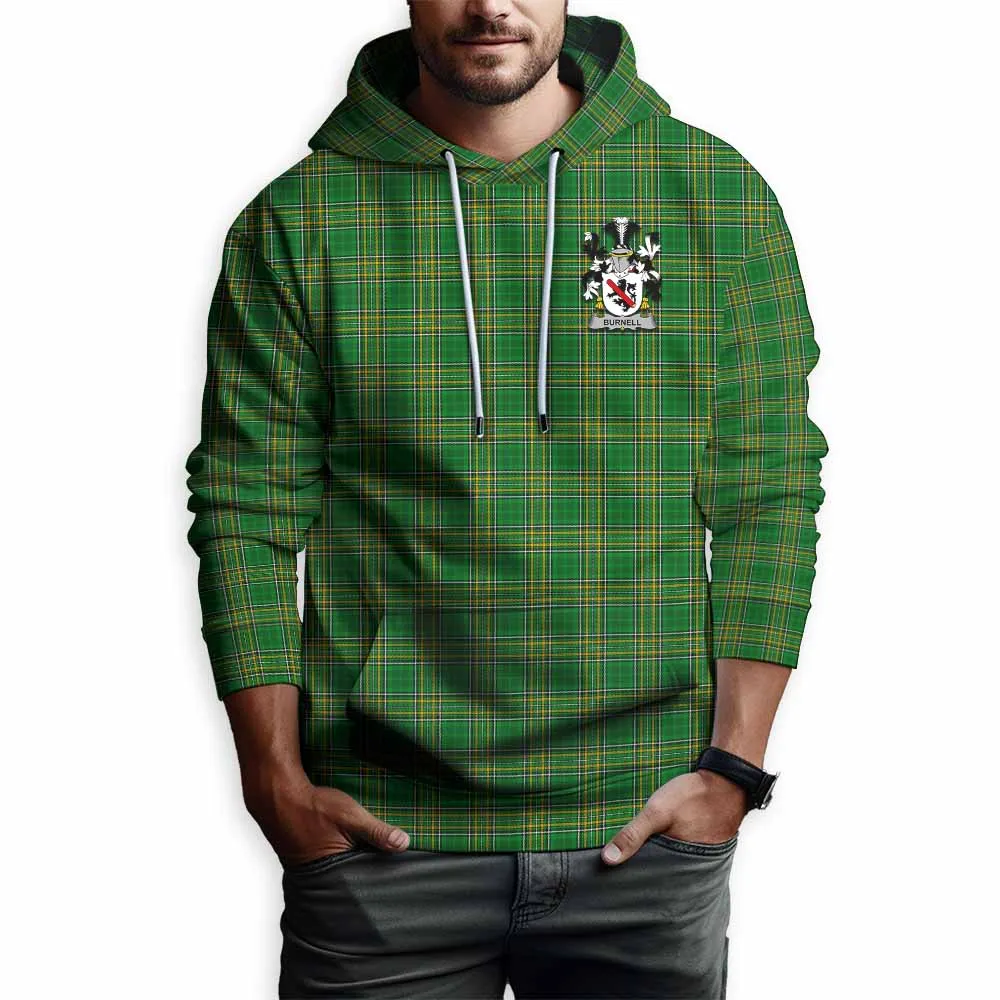 Burnell Irish Clan Tartan Hoodie with Coat of Arms