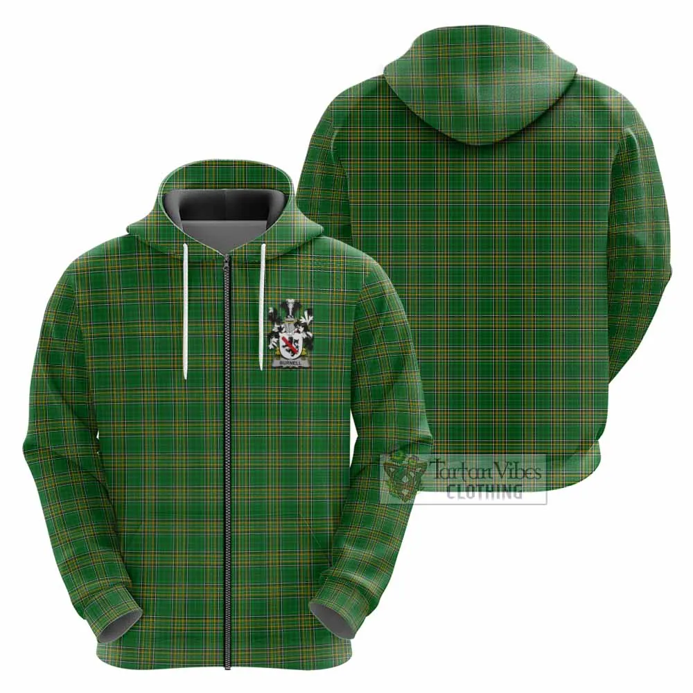 Burnell Irish Clan Tartan Hoodie with Coat of Arms