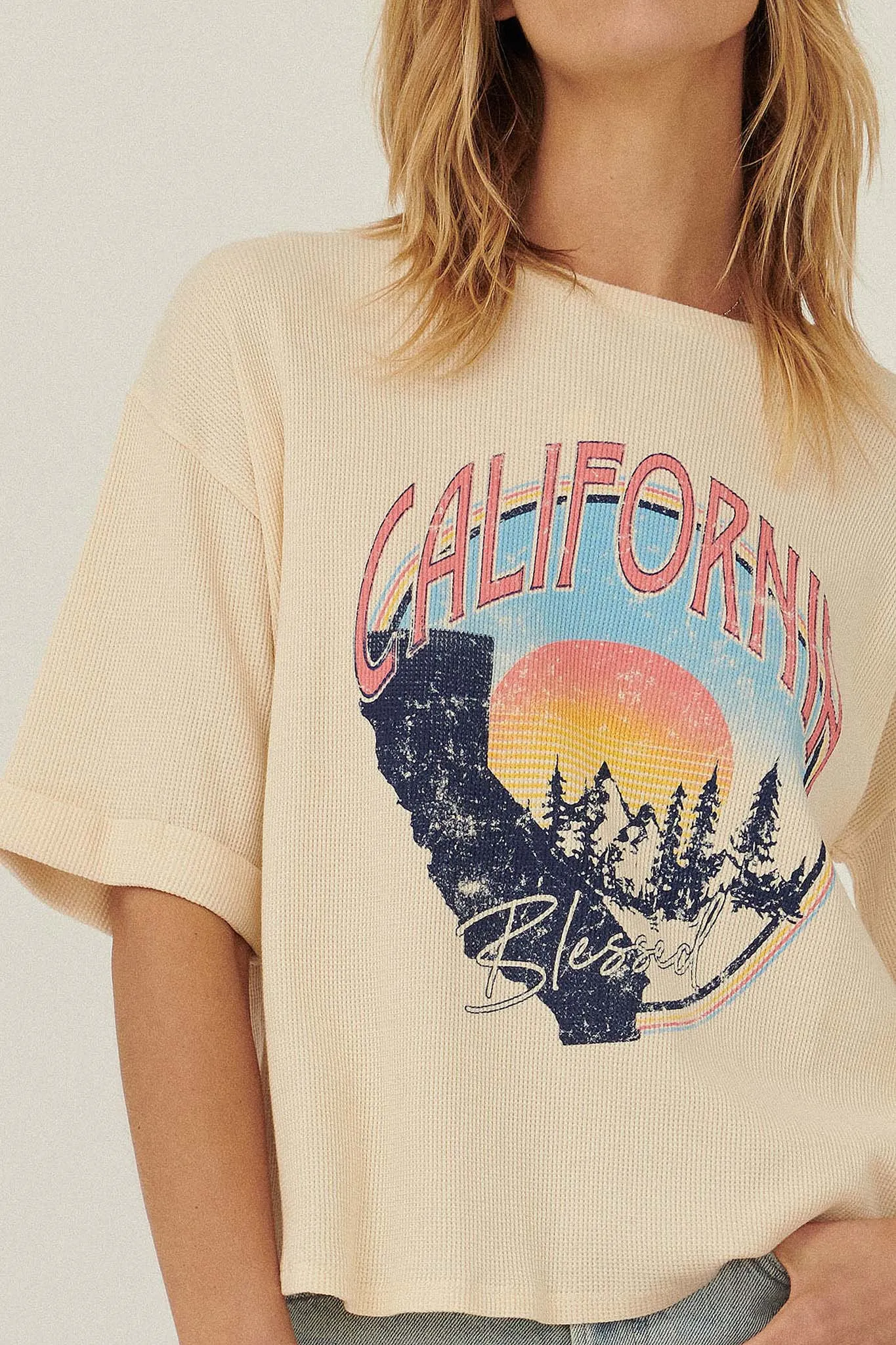 California Blessed Graphic Waffle Tee