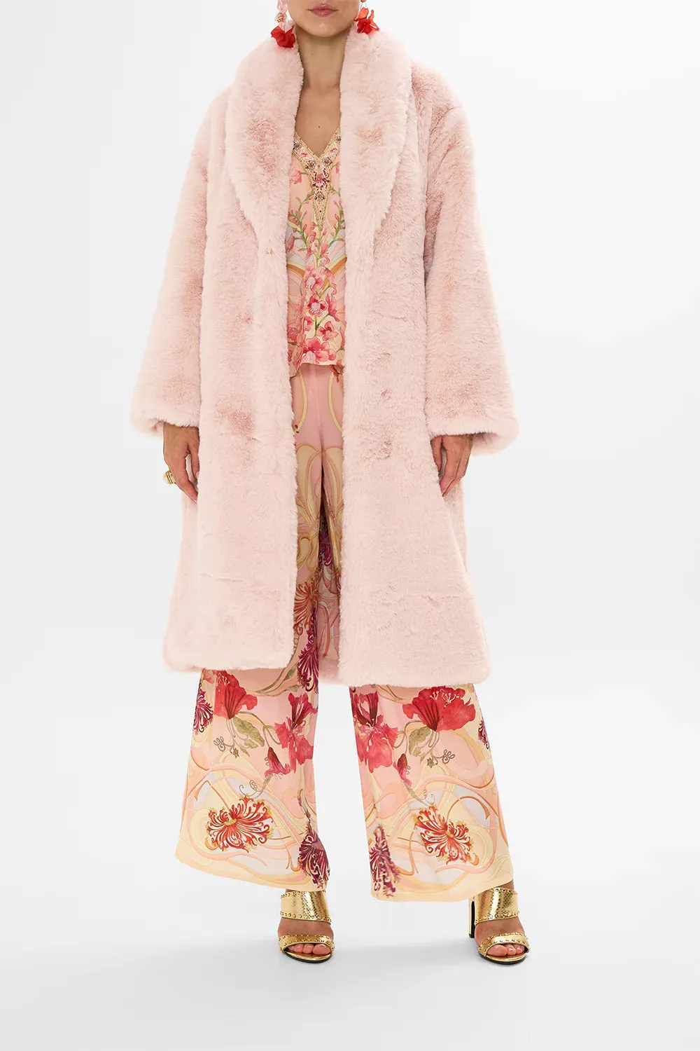 CAMILLA | Blossoms And Brushstrokes Long Teddy Coat