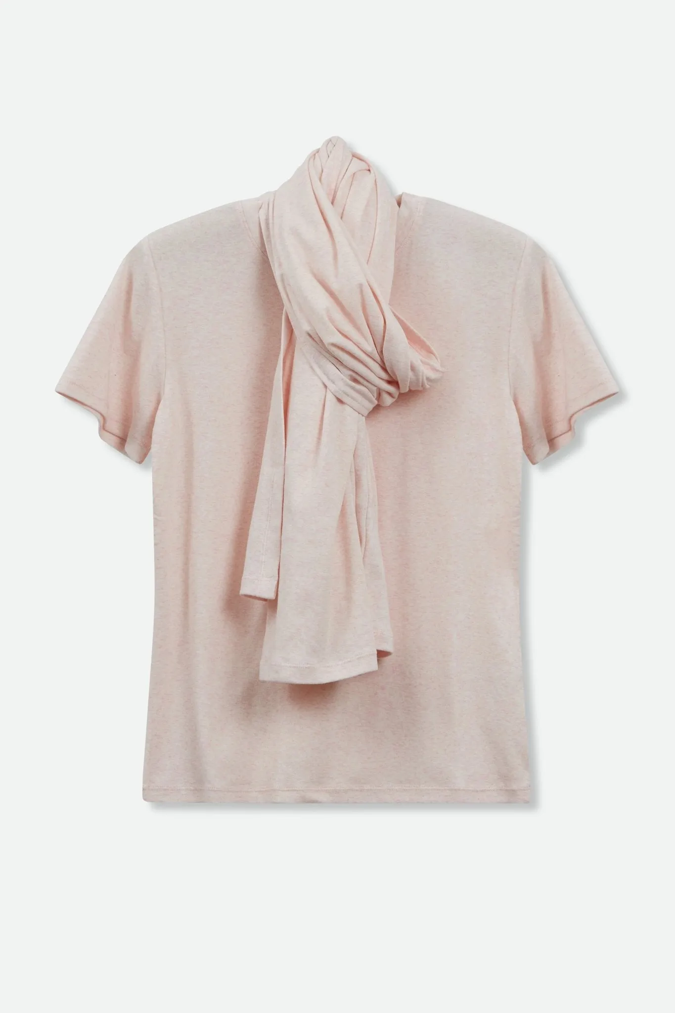 CAP SLEEVE CREW IN HEATHERED PIMA COTTON IN PINK HEATHER