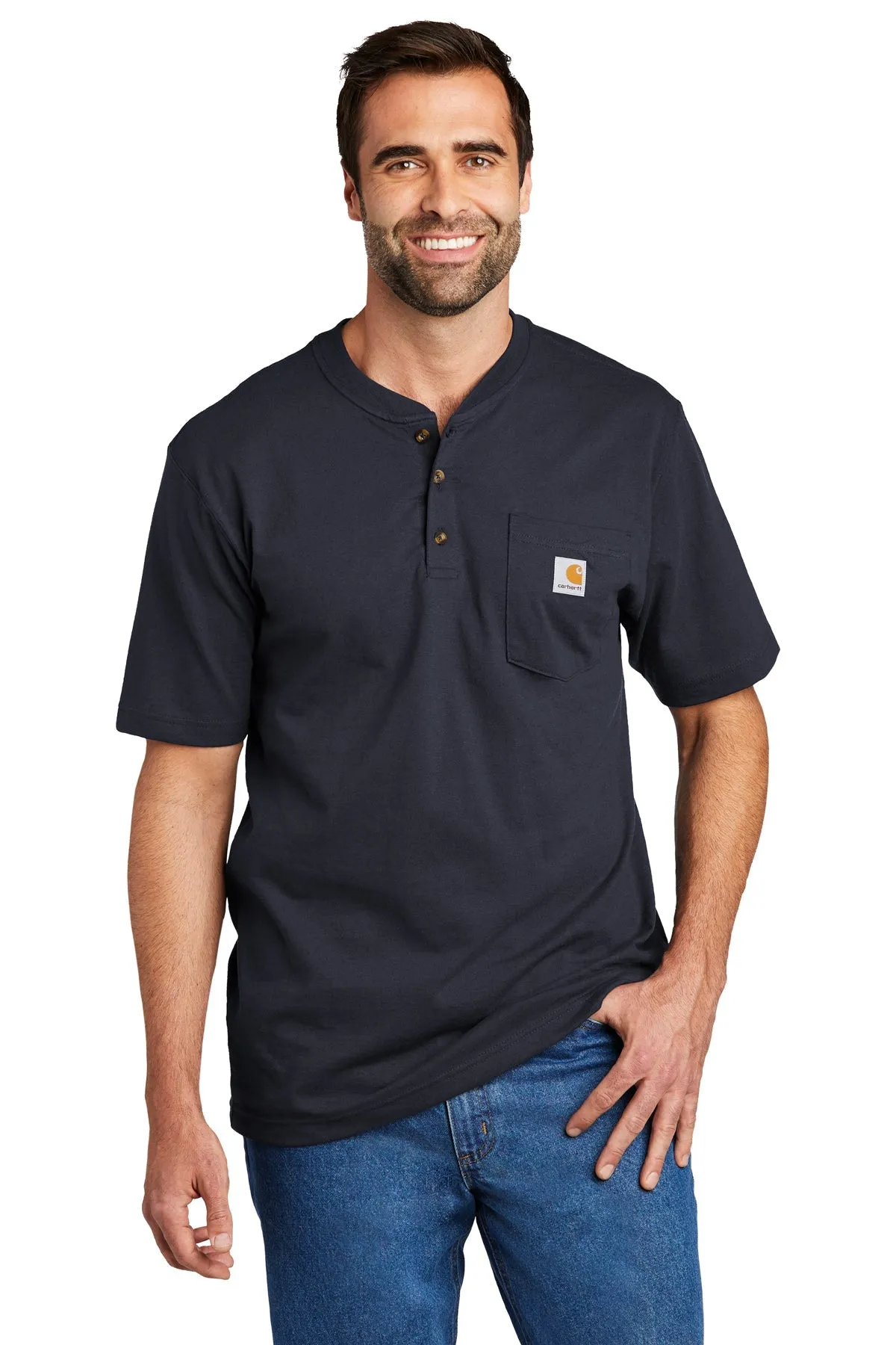 Carhartt Henley Custom T-Shirts, Navy