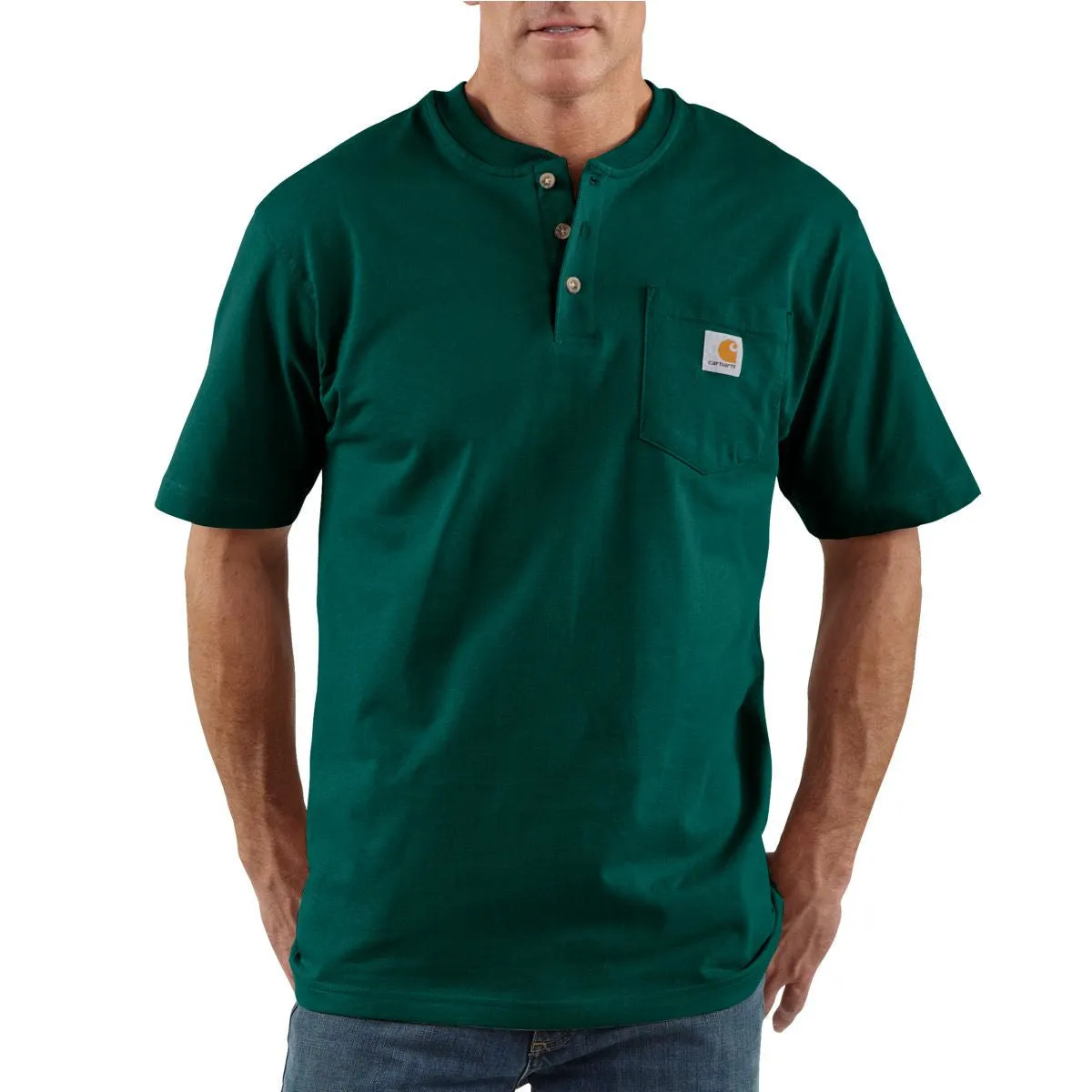 Carhartt Men's Tall Hunter Green S/S Workwear Henley