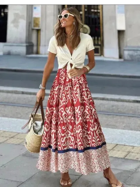 Casual All Match Boho Maxi Skirt