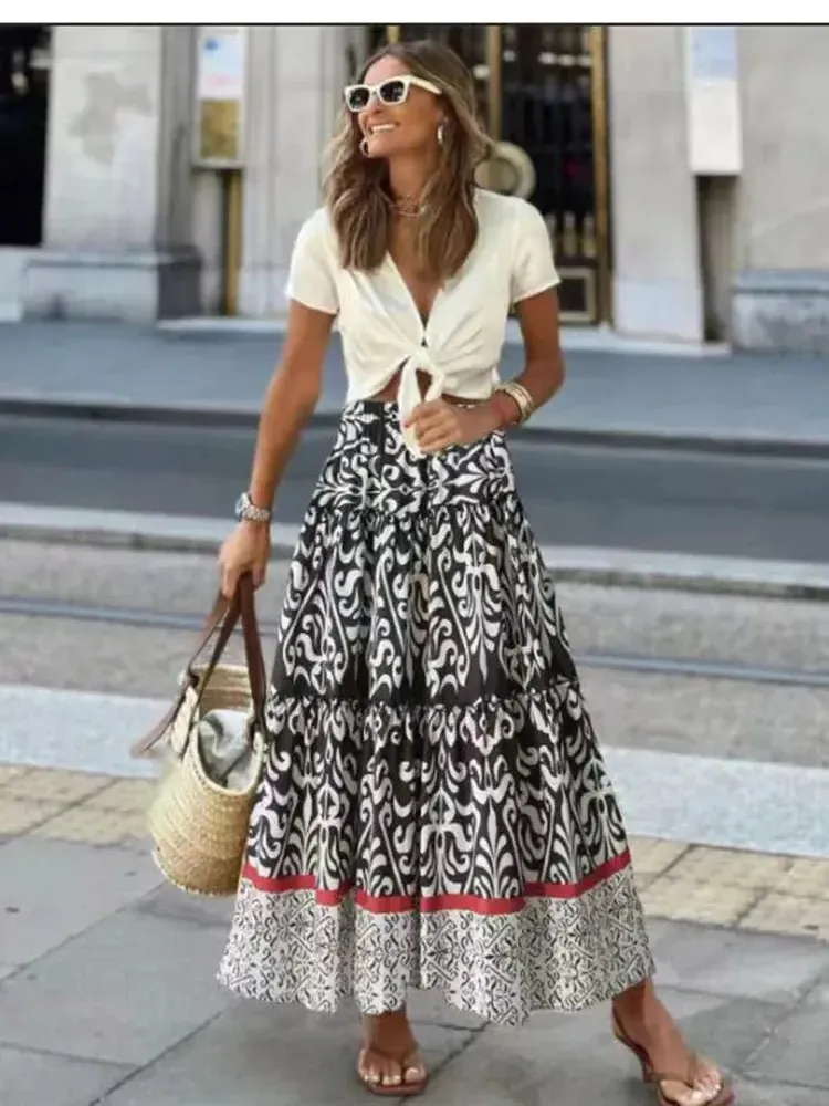 Casual All Match Boho Maxi Skirt