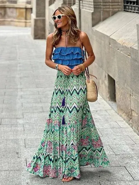 Casual All Match Boho Maxi Skirt