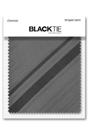 Charcoal Striped Satin Fabric Swatch