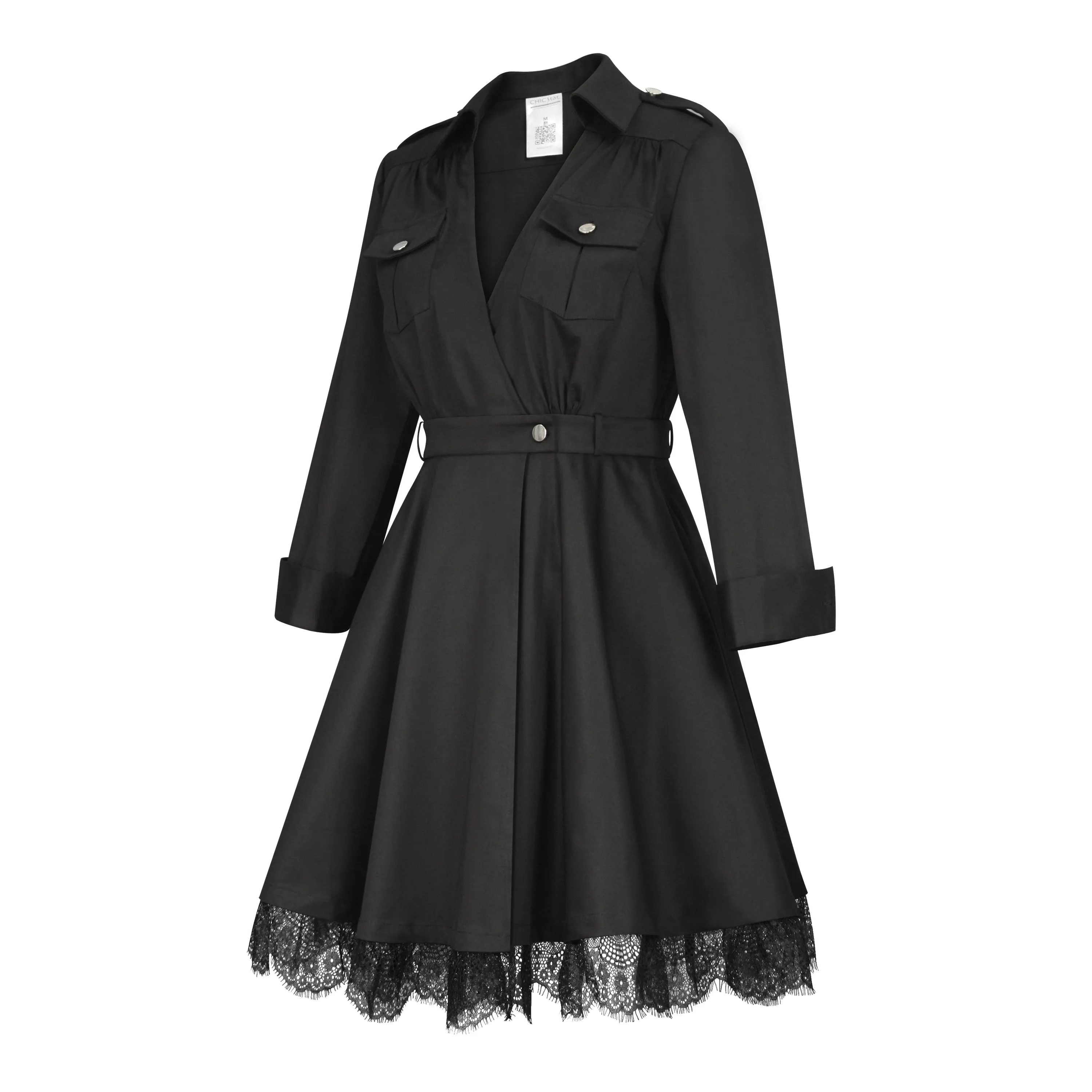 ChicStar Shacket Dress Jacket in Black