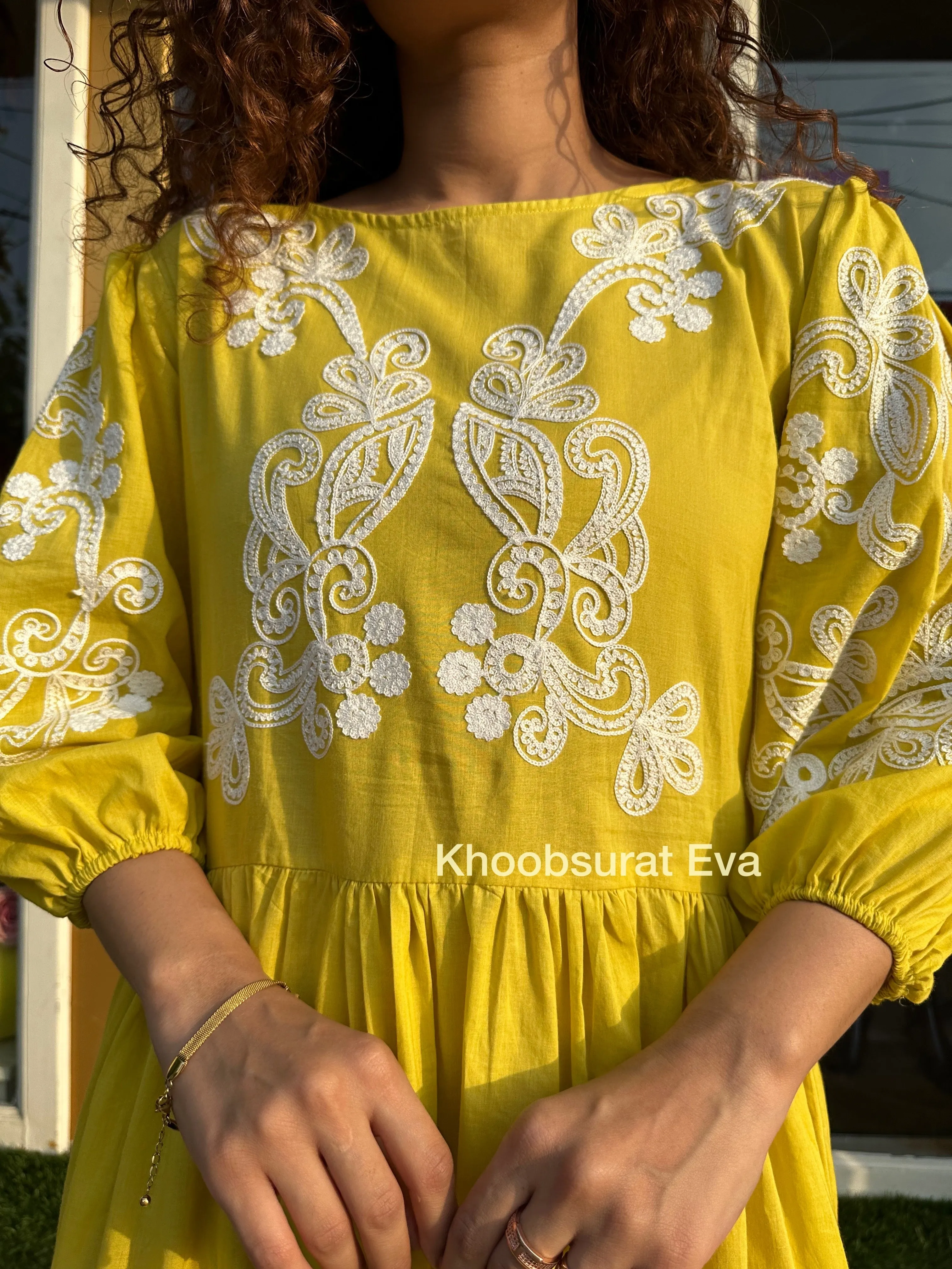 Citrus Swirl Yellow Maxi Dress