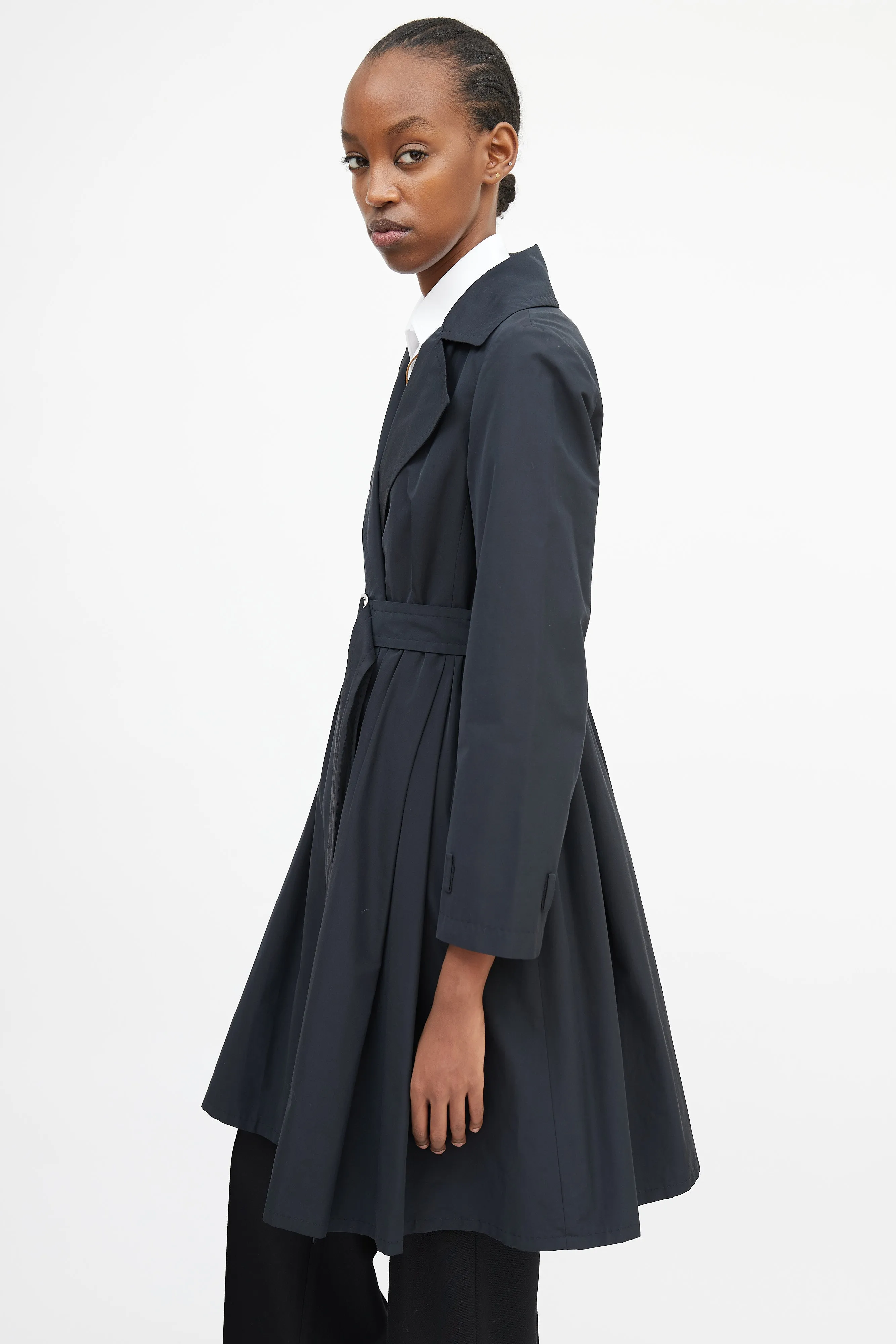 City Black Pleated Trench Coat