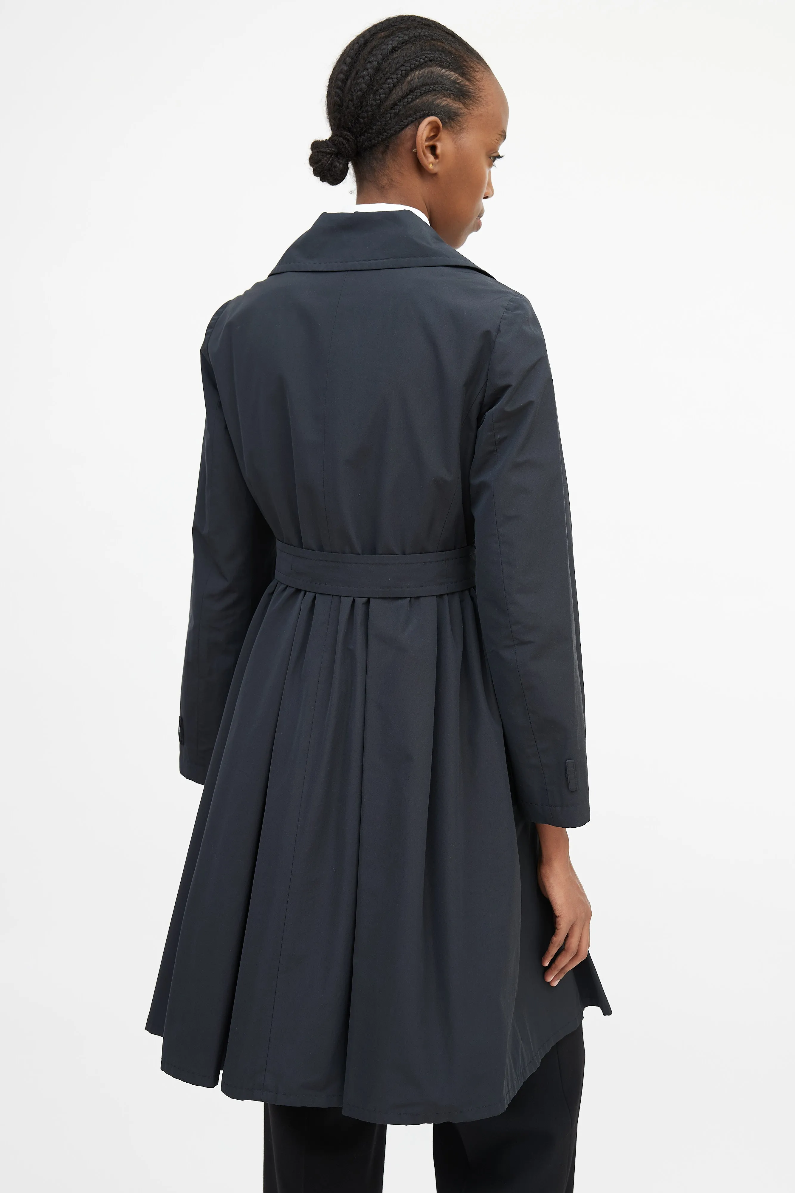 City Black Pleated Trench Coat