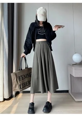 Classic Black High Waist Slim Women Midi Skirts Autumn Pure Color Basic Simple Casual Fashion 3-colors Female Suit Skirts