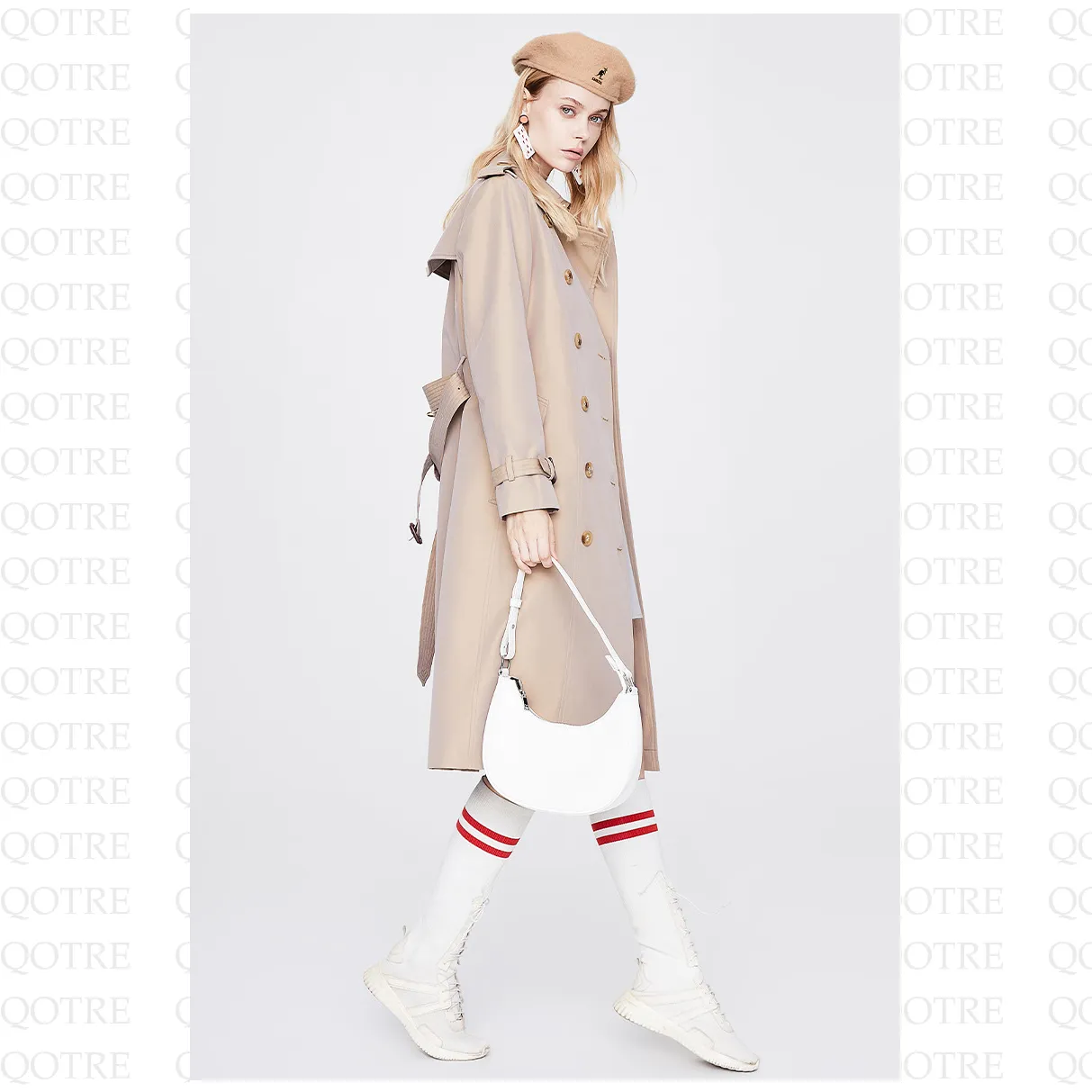 Classic Knee-Length Double Breasted Trench Coat