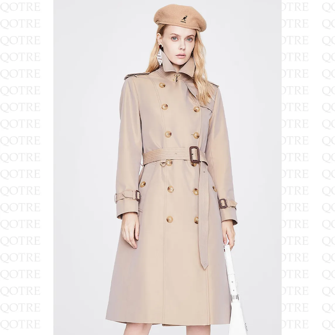 Classic Knee-Length Double Breasted Trench Coat