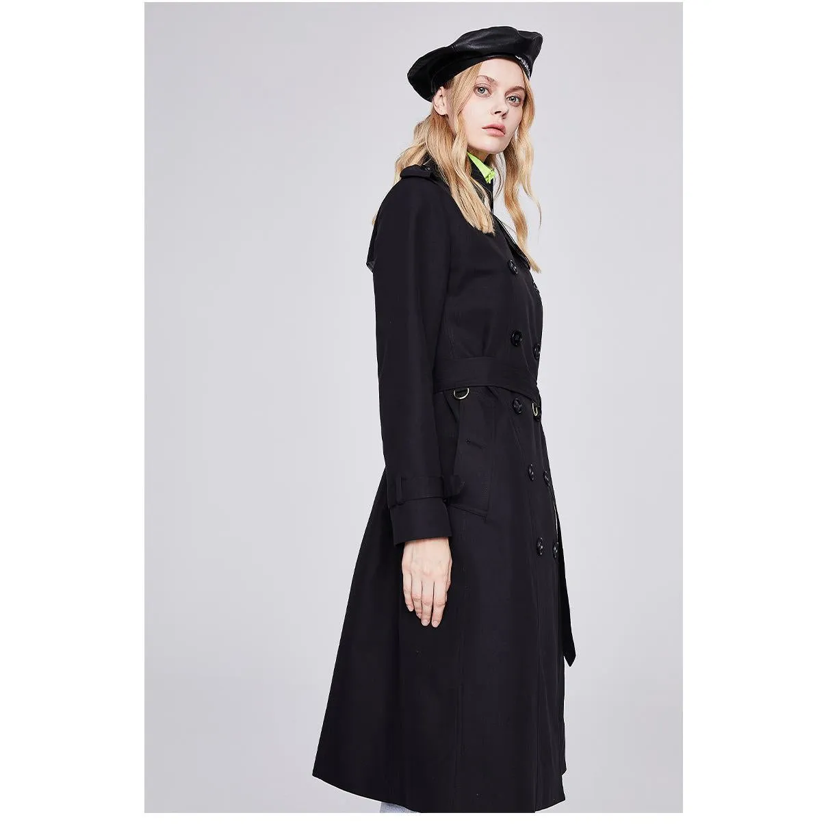 Classic Knee-Length Double Breasted Trench Coat