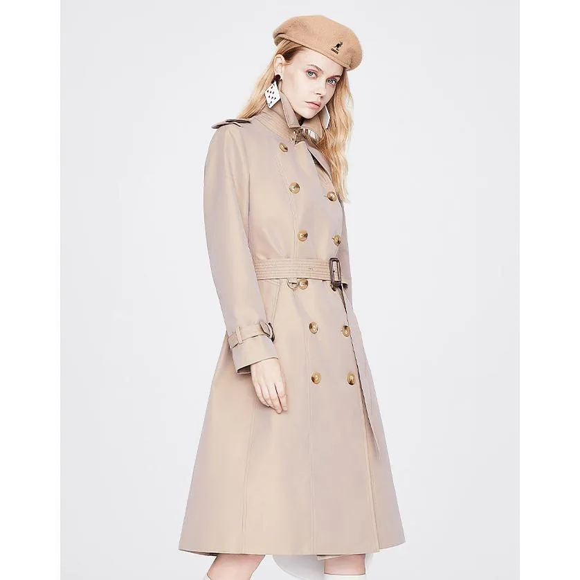 Classic Knee-Length Double Breasted Trench Coat