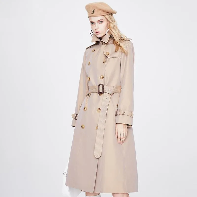 Classic Knee-Length Double Breasted Trench Coat