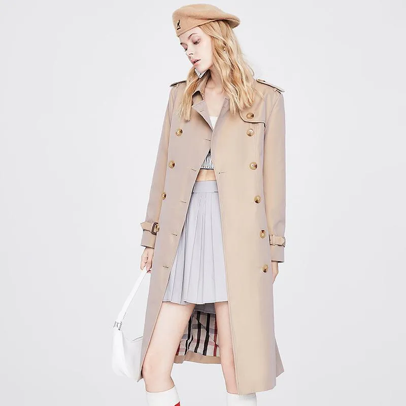 Classic Knee-Length Double Breasted Trench Coat