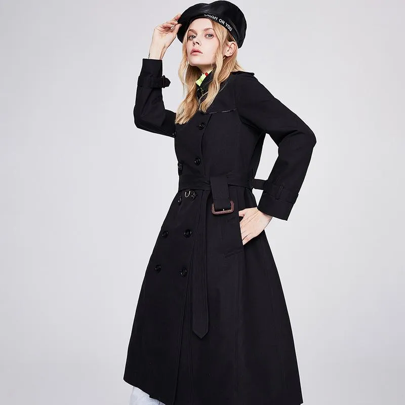 Classic Knee-Length Double Breasted Trench Coat