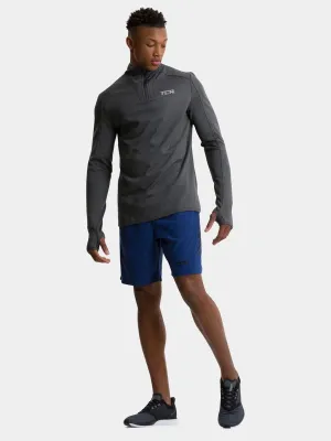 Cloud Fleece Quarter Zip Running Top For Men With Thumbholes & Side Zip Pocket