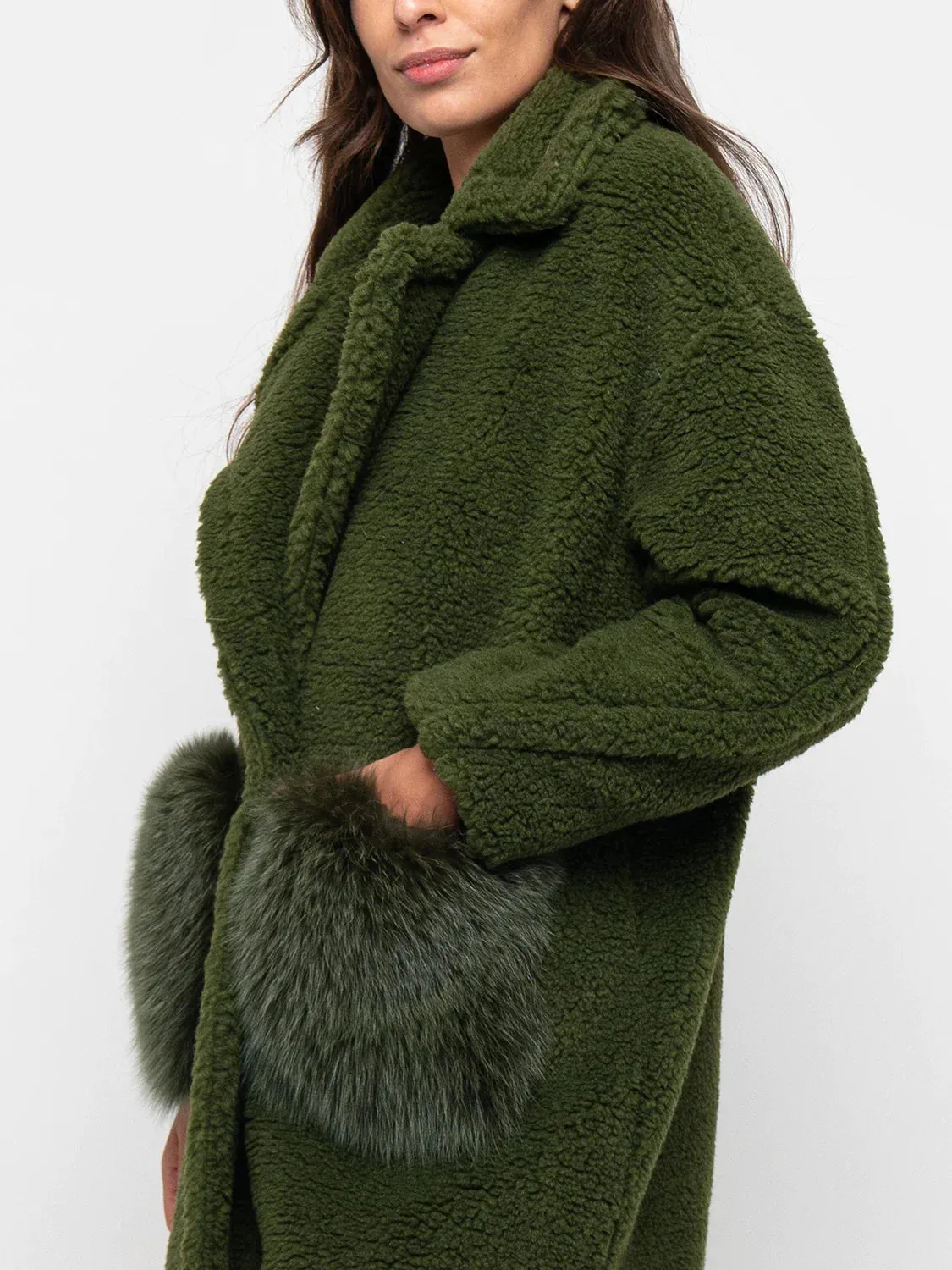 COAT-teddy Fox pockets green