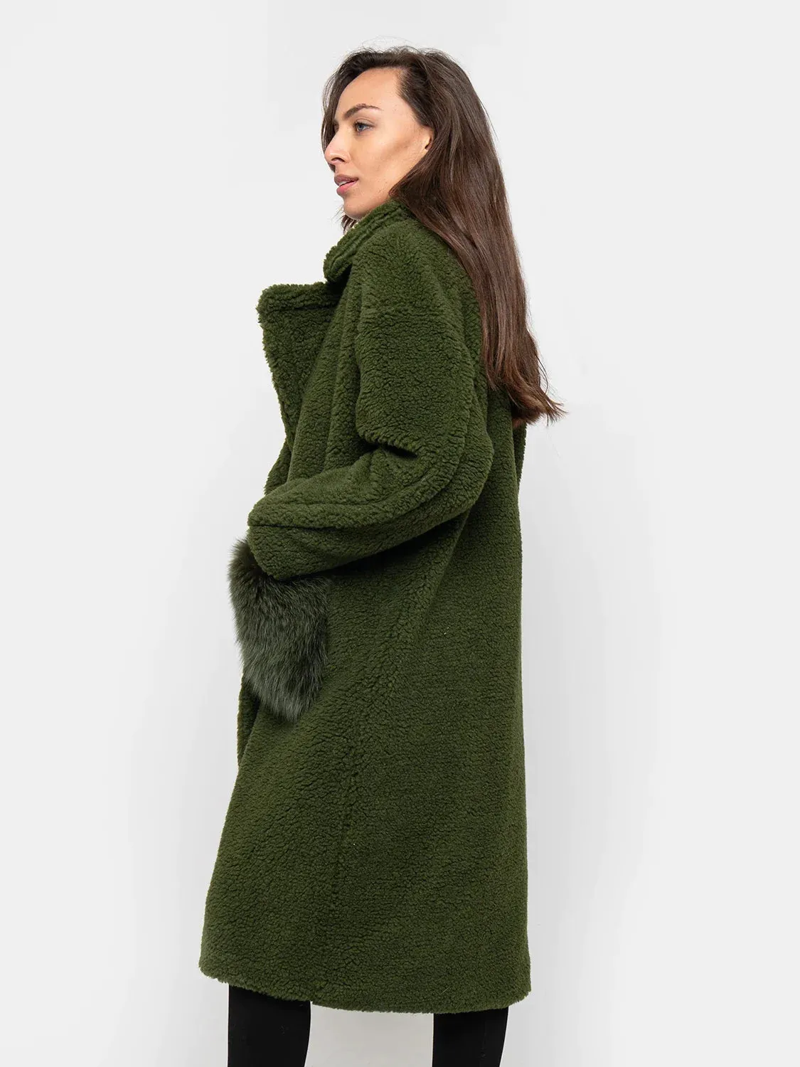 COAT-teddy Fox pockets green