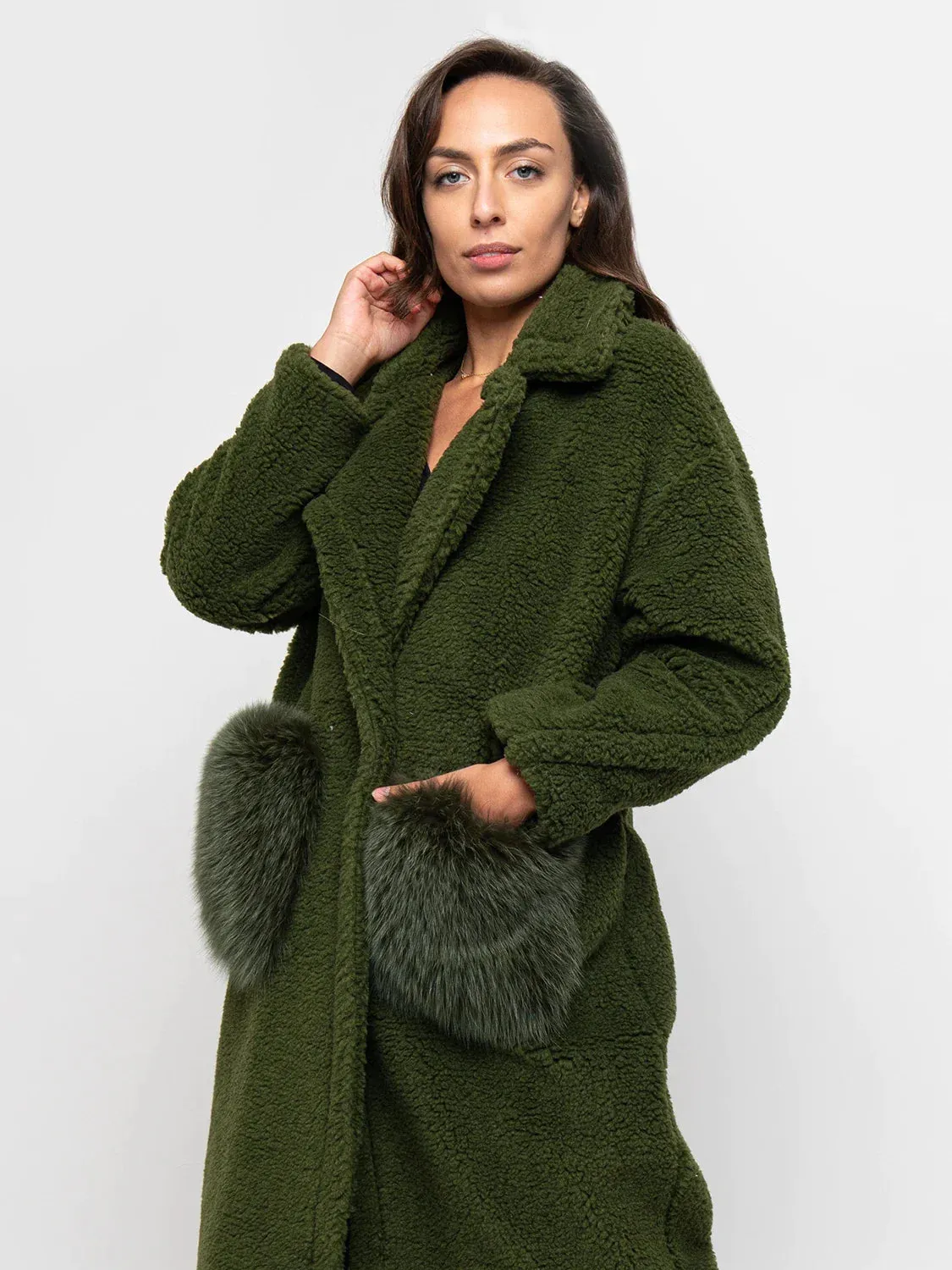 COAT-teddy Fox pockets green