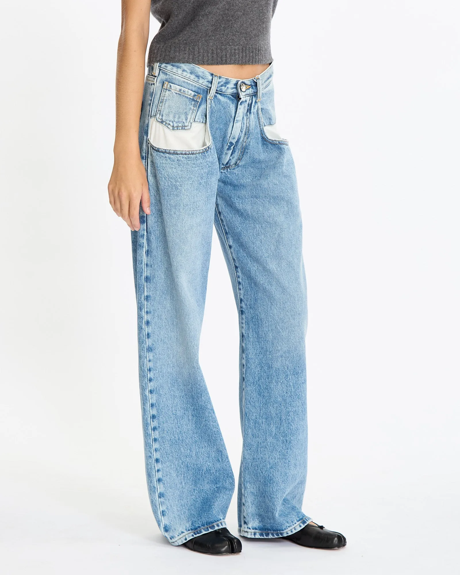 Contrast Pockets Jeans