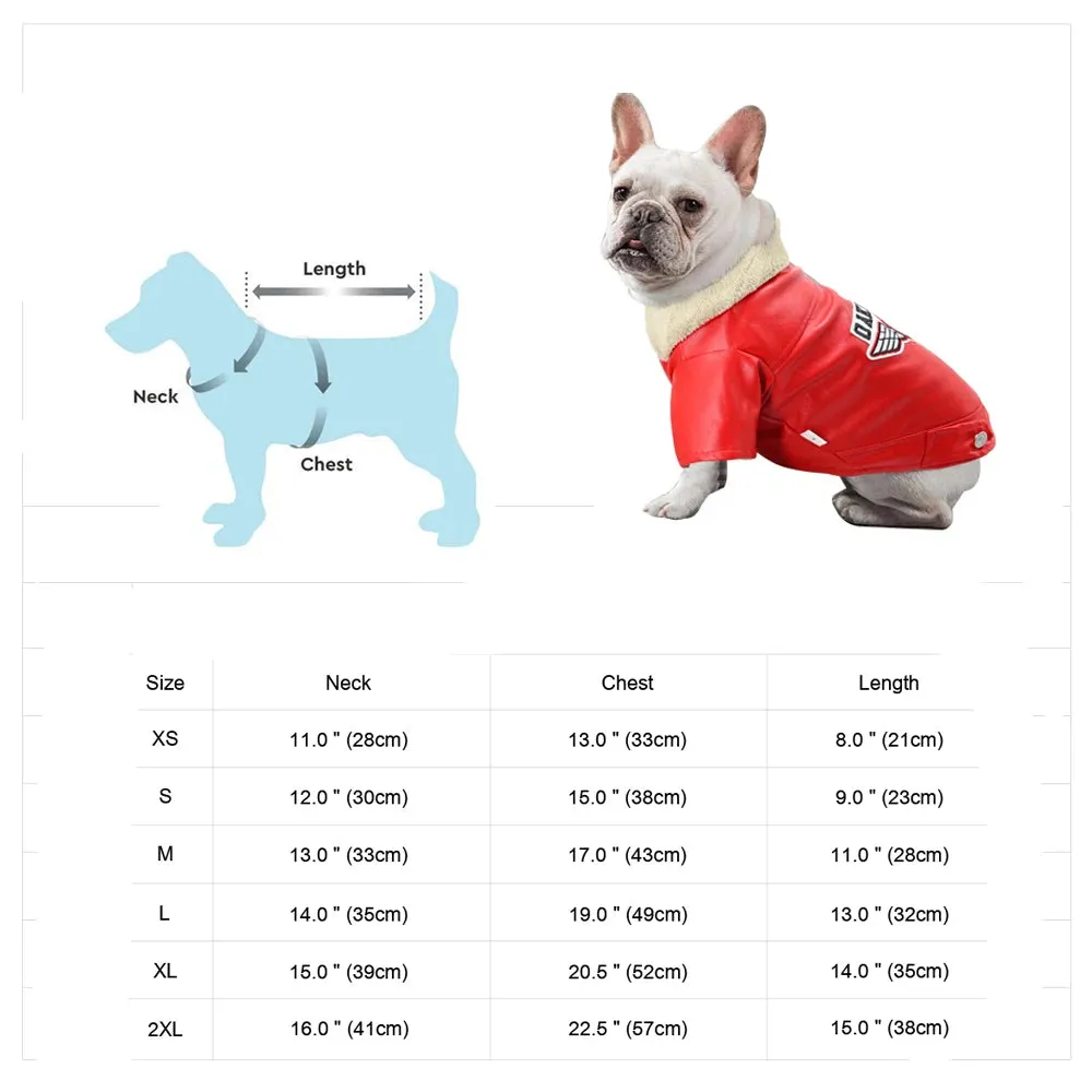 Cool Dog Leather Jacket Coat Warm Winter Pet Clothing Outfit French Bulldog Clothes Coats for Small Medium Dogs