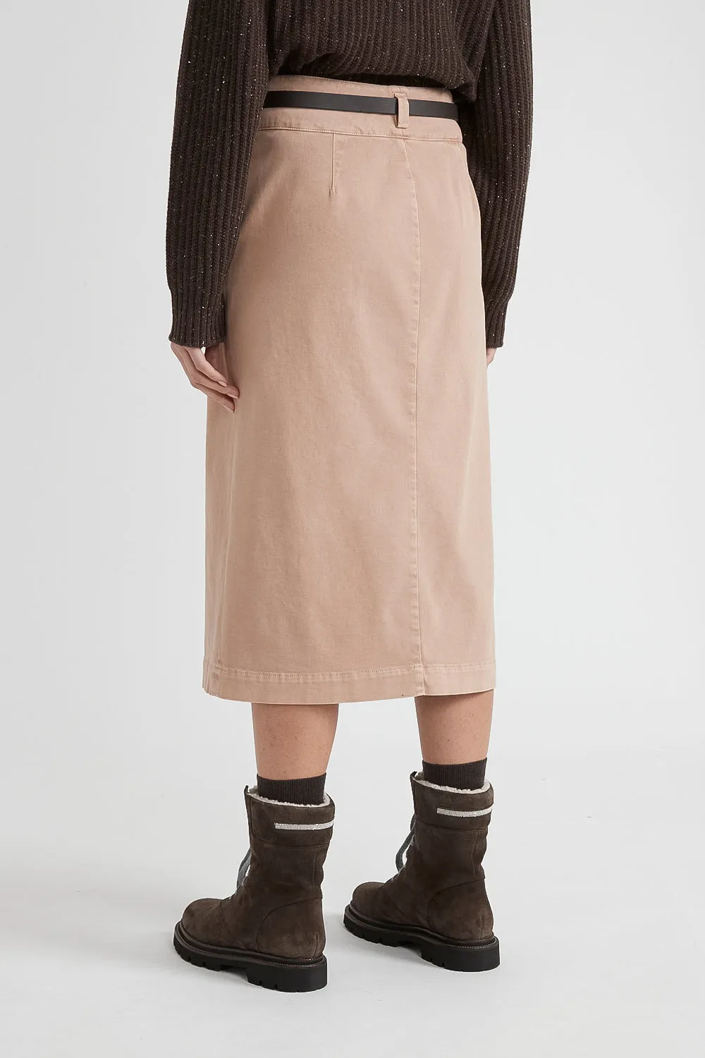 Cotton midi skirt with belt