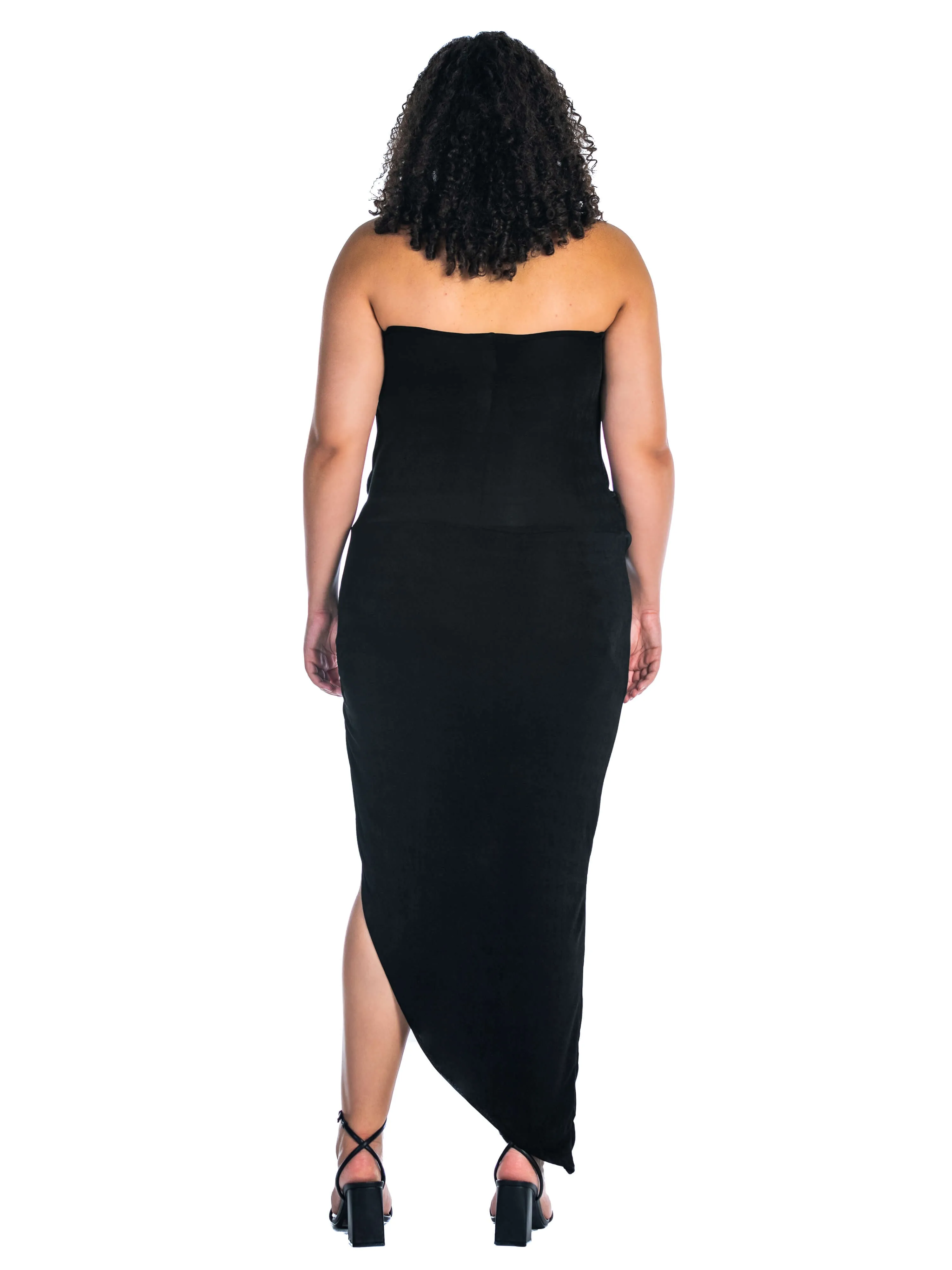 Cowl Neck Long Asymmetrical Backless Plus Size Halter Dress