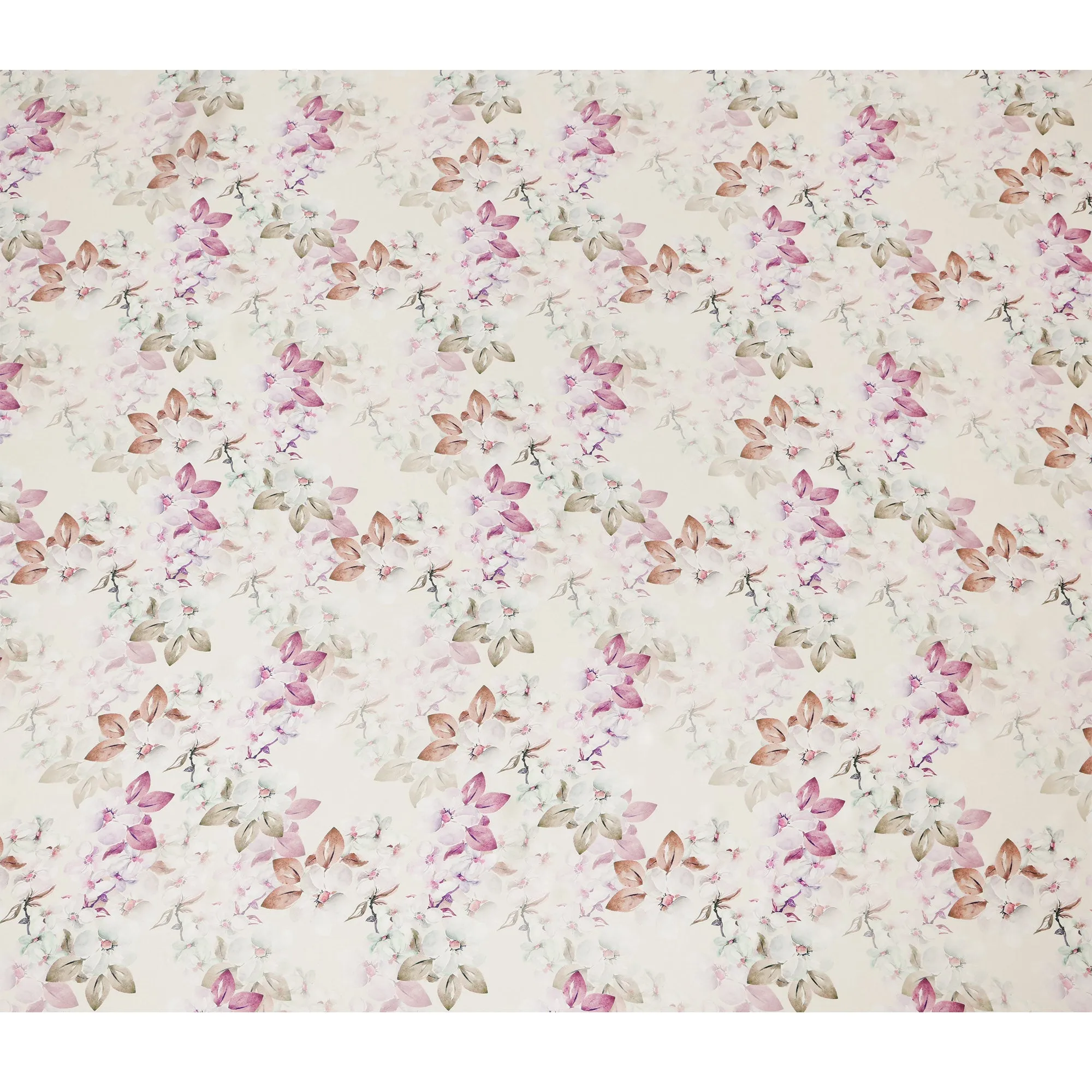 Cream Floral Pure Silk Satin Fabric - 140 cm Width, Made in Italy-D20728