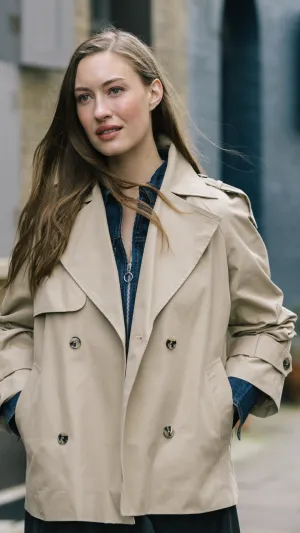 Cropped Double Breasted Trench Coat