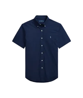 Custom Fit Stretch Poplin Shirt -Navy