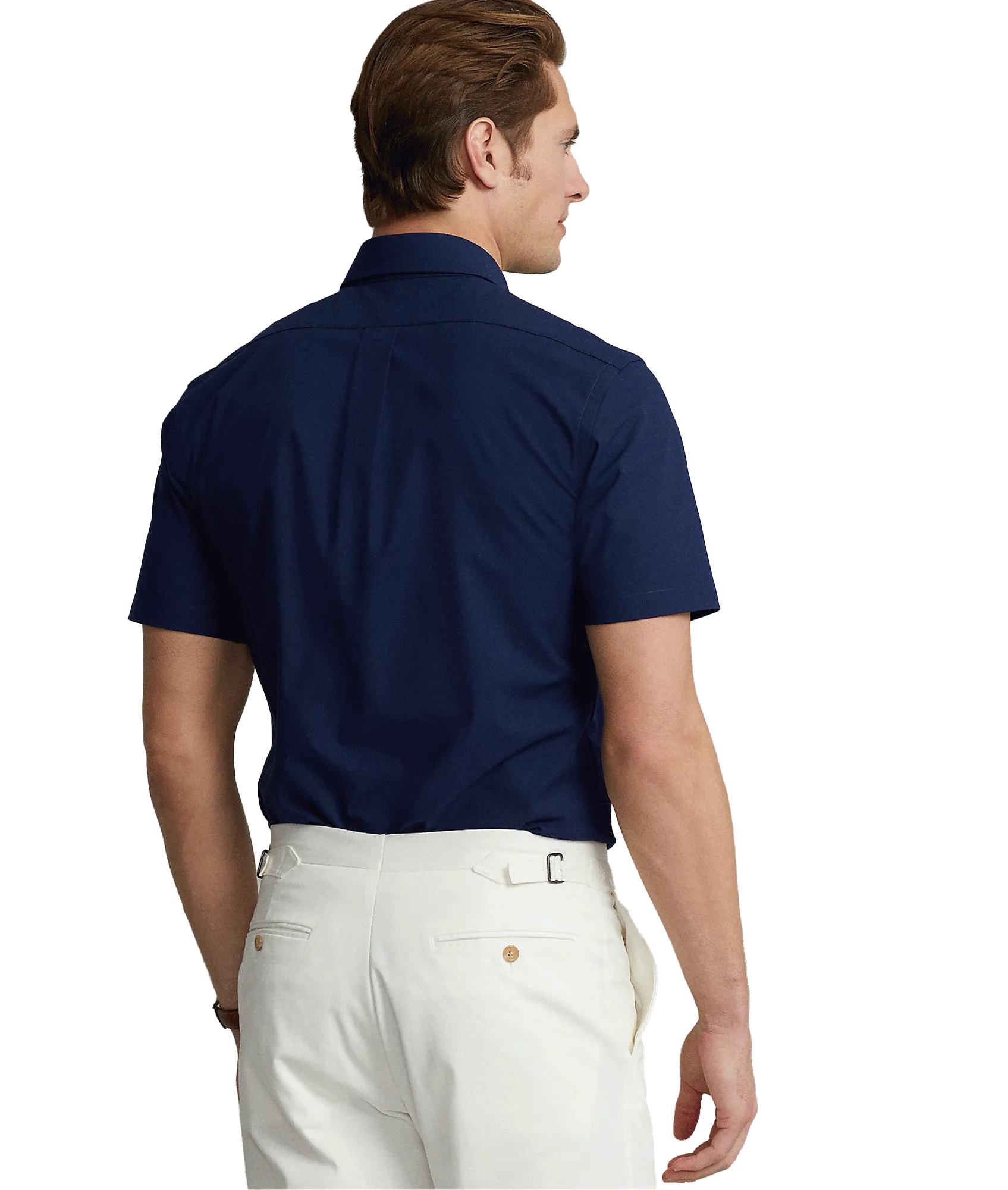 Custom Fit Stretch Poplin Shirt -Navy