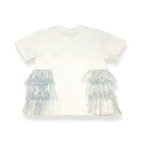 Daisy Mesh Side Trim Tee - blue