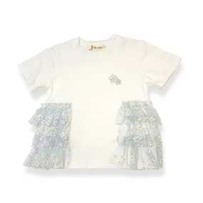 Daisy Mesh Side Trim Tee - blue