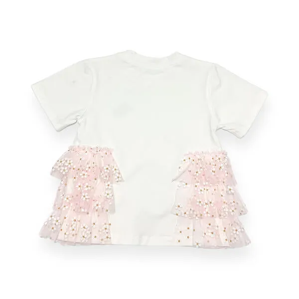 Daisy Mesh Side Trim Tee - pink