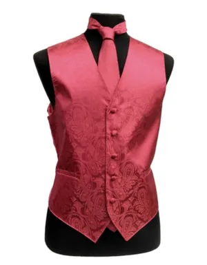 Deep Red Paisley Vest Set