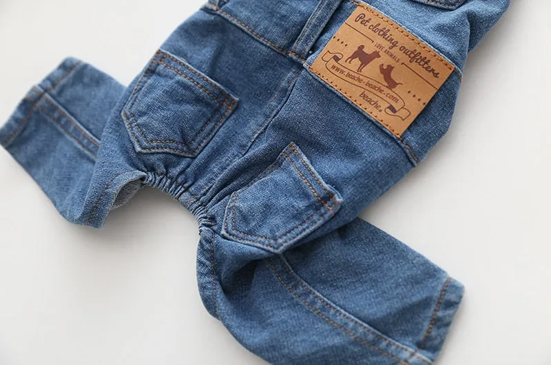 Denim Jumpsuit for Dogs Blue Jeans Dog Overalls