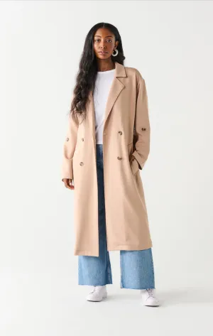 Dex Double Breasted Knit Trench Taupe