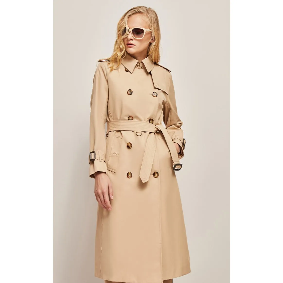 Double Breasted Cotton Trench Coat