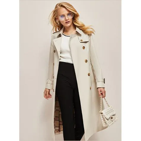 Double Breasted Cotton Trench Coat