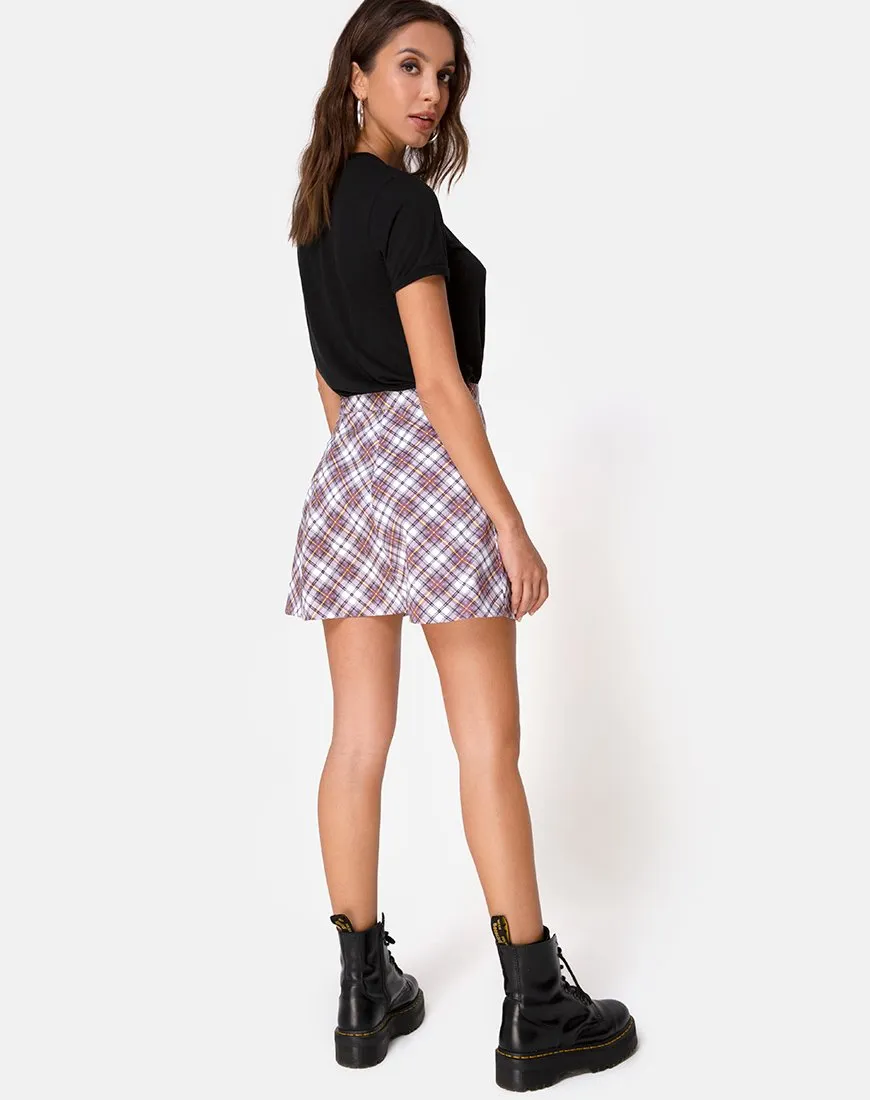 Elda Skirt in Grunge Check Purple