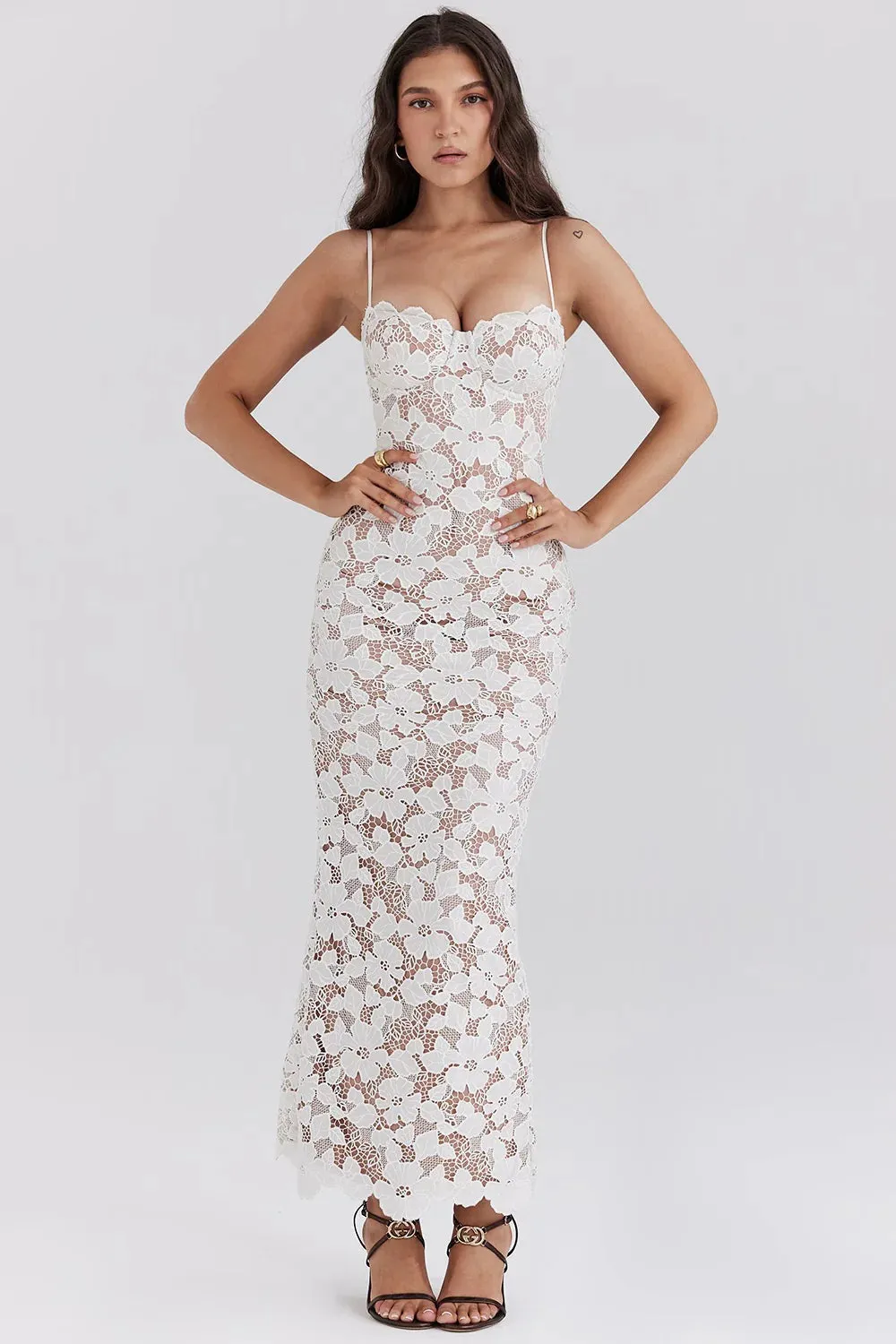 Elegant Floral Embroidery Kali Maxi Dress