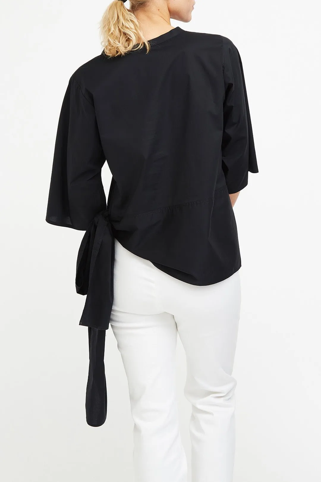 ELNORA SIDE TIE SHIRT IN STRETCH COTTON POPLIN